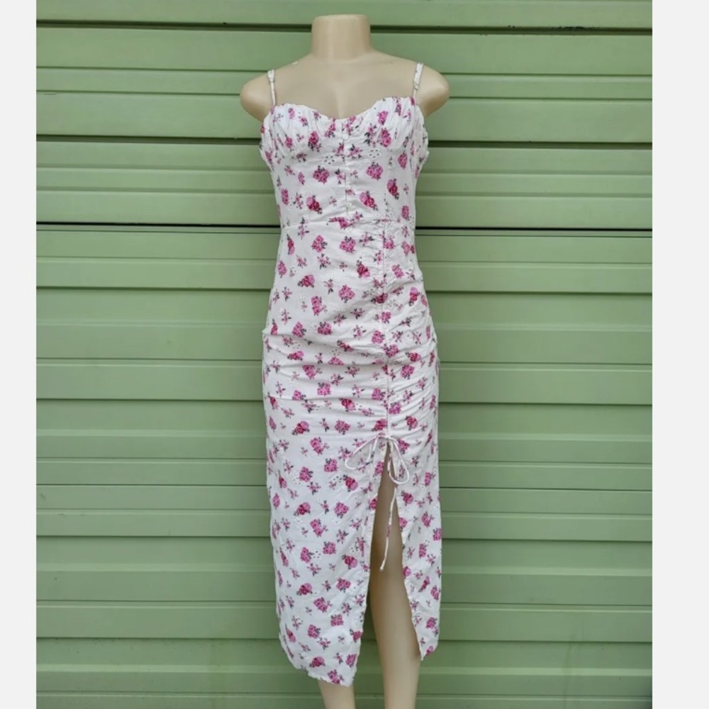 Zara Floral Linen Midi Dress